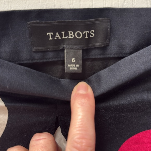 Talbots Black Pink White Polka Dot A-Line Pleated Midi Skirt Size 6 EUC - Picture 5 of 13